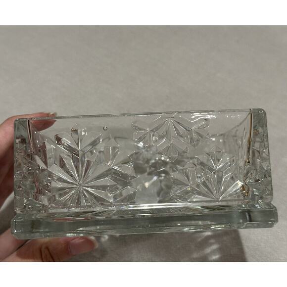 Vintage Luminarc Glass Holiday Candy Trinket Box with Snowflakes Lid - Picture 4 of 13